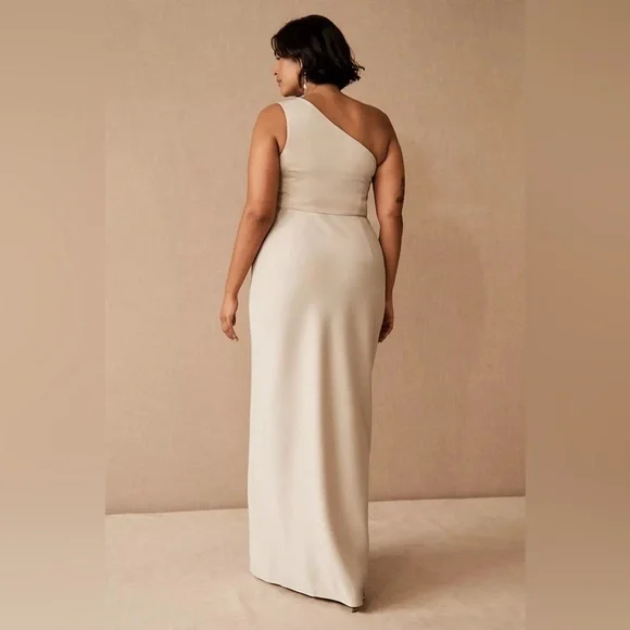 Anthropologie BHLDN Dylan One-Shoulder Satin Formal Cocktail Maxi Dress 12 NWOT - Picture 4 of 16